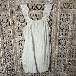 Mustard Seed White Babydoll Dress Lined Diner en Blanc Sleeveless Ruffle Sleeves